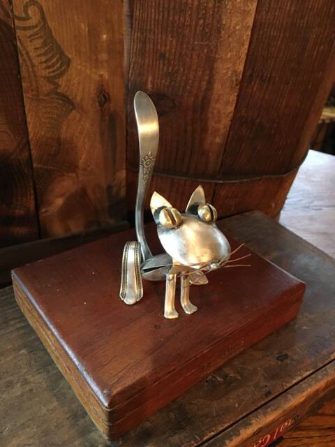 Spoon Cat Silverware Sculpture - image 1