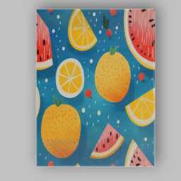 Playful Watermelon Lemon Citrus Summer Repeat Pattern Canvas Wall Art Print Decor Picture Ready To Hang