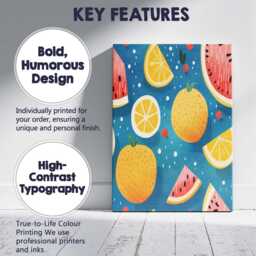 Playful Watermelon Lemon Citrus Summer Repeat Pattern Canvas Wall Art Print Decor Picture Ready To Hang - thumbnail 2