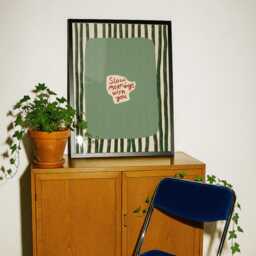 Retro Bedroom Wall Art, Striped Print, Mid Century Modern Slow Mornings With You Art For Bedroom, Gift Her - thumbnail 2