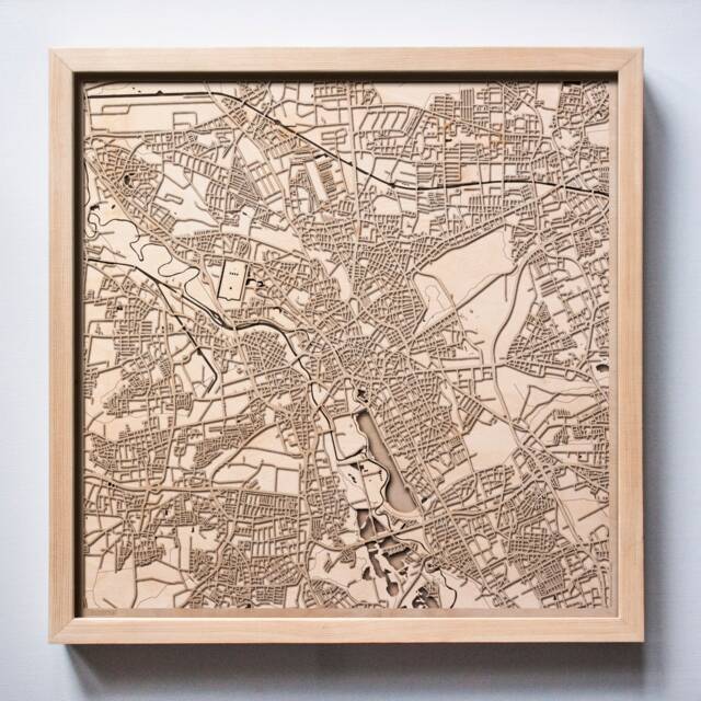 Hanover Germany Wooden Map - Framed Laser Cut City Streets Art - image 1