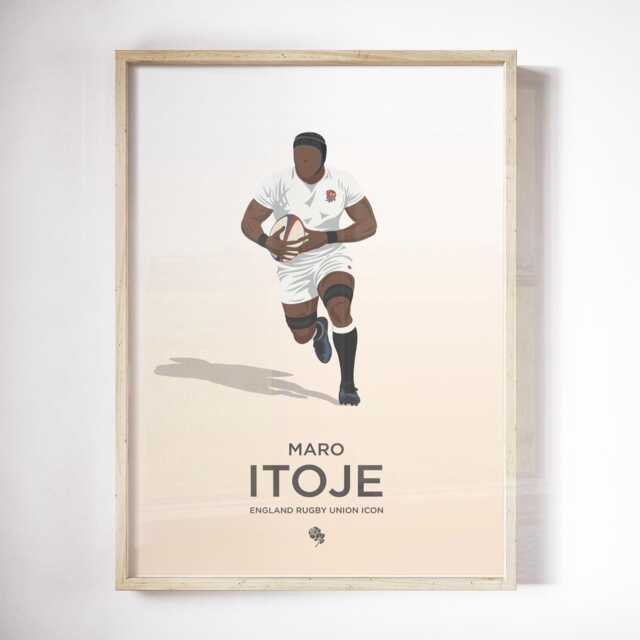 Maro Itoje England Rugby Print - Gift For Him Wall Art Birthday Player Poster - image 1