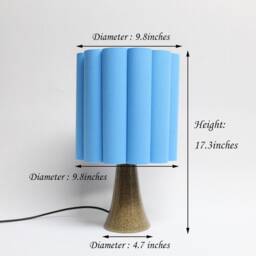 Light Blue Burlap Table Lamp Acrylic Skirt, Ceramic Base - thumbnail 2