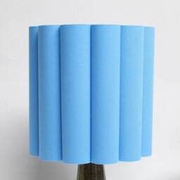 Light Blue Burlap Table Lamp Acrylic Skirt, Ceramic Base - thumbnail 3