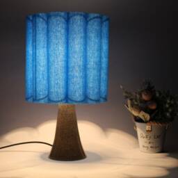 Light Blue Burlap Table Lamp Acrylic Skirt, Ceramic Base - thumbnail 4