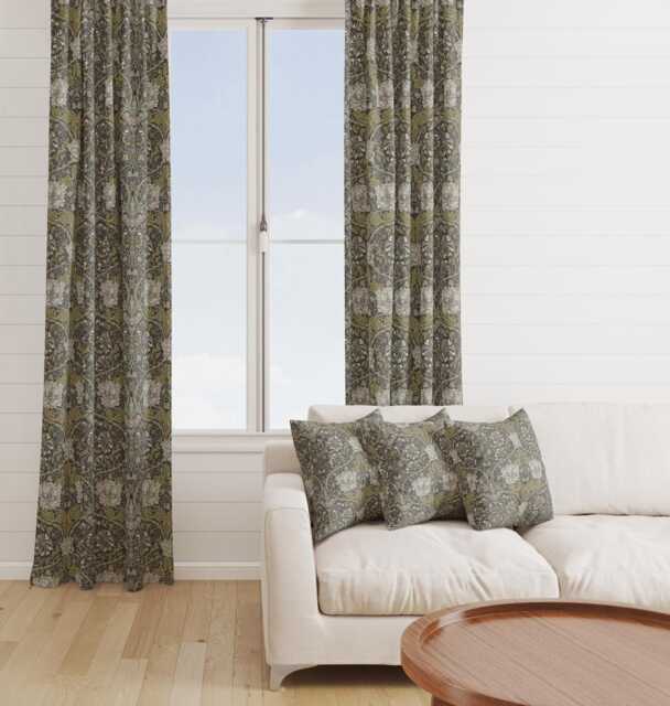 Custom Made William Morris Honeysuckle Mocha Blackout Lining Curtains 3 - image 1