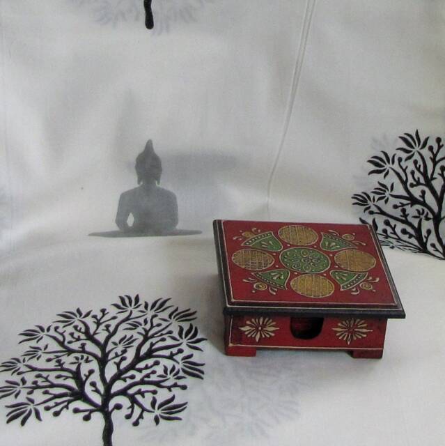 Hand Block Print Cotton Bedsheet, Bedspread, Bedding, Bed Linen, Flat Sheet.100 % Soft Premium Cotton.full/Double Bed Sheet, Buddha Motif - image 1