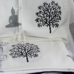 Hand Block Print Cotton Bedsheet, Bedspread, Bedding, Bed Linen, Flat Sheet.100 % Soft Premium Cotton.full/Double Bed Sheet, Buddha Motif - thumbnail 2