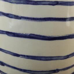 Handmade Ceramic Planter Dutch Blue Striped Pottery Pot - thumbnail 4
