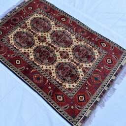 Handwoven Afghan Wool Rug Burgundy Medallion, 3.4x5 Ft - thumbnail 3