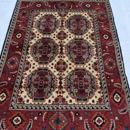 Handwoven Afghan Wool Rug Burgundy Medallion, 3.4x5 Ft - thumbnail 2
