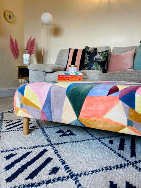 Coffee Table Footstool in Linwood Velvet Abstract - image 1