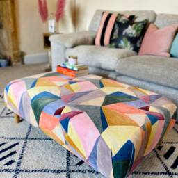 Coffee Table Footstool in Linwood Velvet Abstract - thumbnail 3