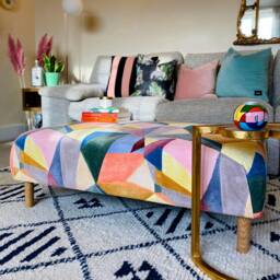 Coffee Table Footstool in Linwood Velvet Abstract - thumbnail 2