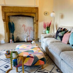 Coffee Table Footstool in Linwood Velvet Abstract - thumbnail 4