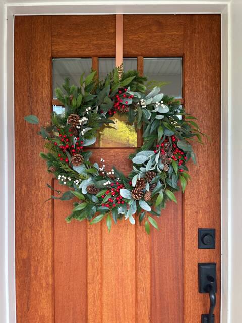 Classic Red Berry Evergreen Christmas Wreath, Boho Sophisticated & Holiday Wreath - image 1