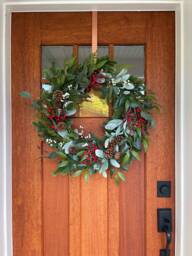 Classic Red Berry Evergreen Christmas Wreath, Boho Sophisticated & Holiday Wreath - thumbnail 1
