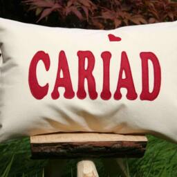 Cariad Cushion, Welsh Word Love Pillow, Sweetheart Home Decor, Theme, Language Gift, Gift - thumbnail 3