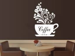 Coffee Cup Wall Decal Removable Vinyl Bean Decor 1696 - thumbnail 1
