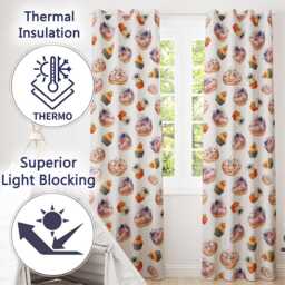 Cute Halloween Donuts Cupcakes Ghosts & Spiders Seamless Pattern Readymade Eyelet Ring Top Thermal 100% Blackout Curtains - thumbnail 3