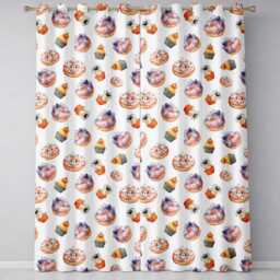 Cute Halloween Donuts Cupcakes Ghosts & Spiders Seamless Pattern Readymade Eyelet Ring Top Thermal 100% Blackout Curtains - thumbnail 2