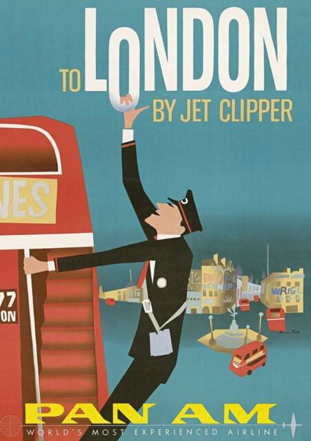 Vintage Visit London Print, Travel Tourist Print