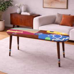 Colorful Abstract Pop Art Table, Modern Handmade Resin Side Table - thumbnail 2