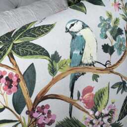English Countryside Cushion Cover, Floral - Birds Design Pillow Cover Multicoloured Size 22 - thumbnail 3