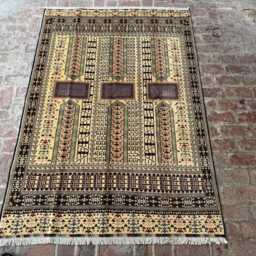 5x8 Handmade Afghan Prayer Rug - Ivory & Multicolor Geometric Design Hand-Knotted Baluchi Style Carpet For Living Room Or Entryway - thumbnail 3