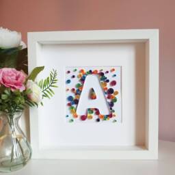 Initial Frame, New Baby Picture, Rainbow Baby, Paper Letter, First Birthday, Kids Bedroom, Children's Room, Wall Art, Chrsitening Frame - thumbnail 1
