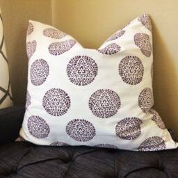 Lavender Purple Pillow Cover, Cushion Cover Purple, Medallion Pillow, 20x20 Decorative Pillows, Covers - thumbnail 1