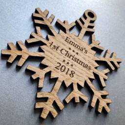 Personalised Wooden First Christmas Tree Decoration Bauble Gifts Present Baby - thumbnail 3