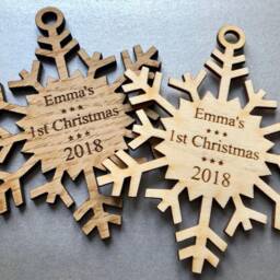 Personalised Wooden First Christmas Tree Decoration Bauble Gifts Present Baby - thumbnail 2
