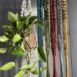 Macrame Plant Hanger, Modern & Minimalist Hanging Planter, Indoor Planter With Color Options, Eco Friendly Gift, Cotton - thumbnail 2