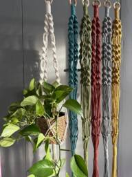 Macrame Plant Hanger, Modern & Minimalist Hanging Planter, Indoor Planter With Color Options, Eco Friendly Gift, Cotton - thumbnail 1