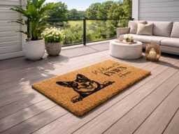 New Puppy Gift Doormat - Custom Evie's House Sign Personalized Dog Welcome Rug - thumbnail 1