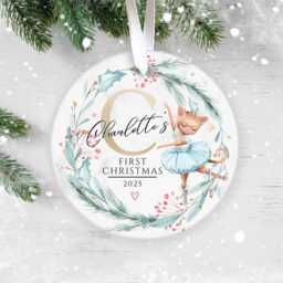 Baby's First Christmas Personalised Ceramic Decoration, 1st Christmas, Custom Baby Name Ornament, Ornament 2025 - thumbnail 3
