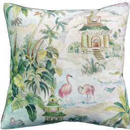 Pagoda Flamingo Cushion Cover Tropical Botanical Pillow Case - thumbnail 2
