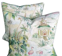 Pagoda Flamingo Cushion Cover Tropical Botanical Pillow Case - thumbnail 1