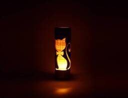 Handmade Bamboo Cat Lamp Kids Nursery Table Light, Mothers Day Gift For Mom - thumbnail 1