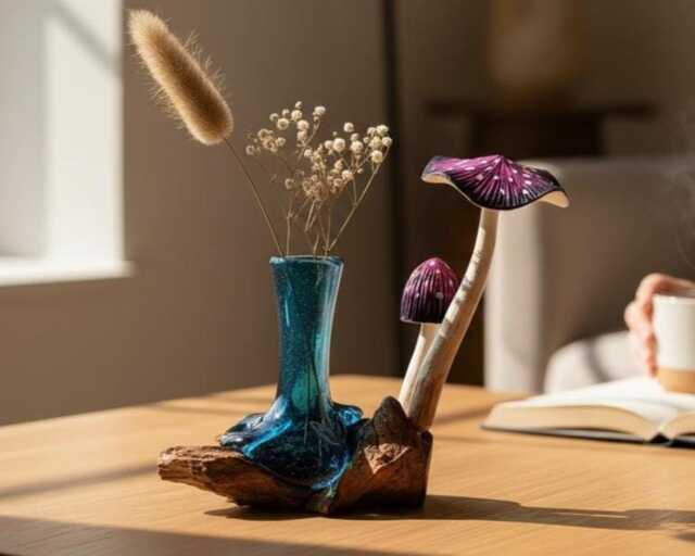 Molten Vase 6.5 Inch/16 cm, Blown Glass, Melted Glass, Terrarium, Hand Recycled Succulent Planter, Office Decor, Gift For Mom - image 1