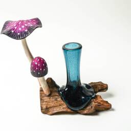 Molten Vase 6.5 Inch/16 cm, Blown Glass, Melted Glass, Terrarium, Hand Recycled Succulent Planter, Office Decor, Gift For Mom - thumbnail 4