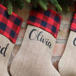 Buffalo Christmas Stockings, Personalized Stockings Set Of 4, Rustic Stocking, Stocking - thumbnail 4