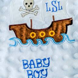 Pirate Baby Boy Blanket, Minky Satin Blanket, Pirate Shower Gift, Baby Take Home Blanket Pirate, Pirate Photo Prop, Boy Coming - thumbnail 2