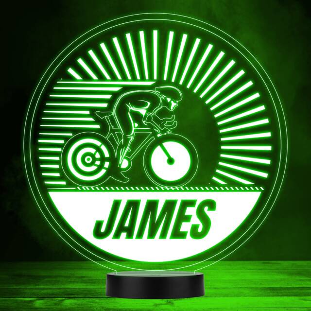 Cycling Race Bike Rider Cyclist Sports Fan Personalised Led Colour Night Light - image 1