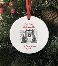 Personalised First Christmas in Our New Home Bauble, Xmas Tree Decoration, Couple Keepsake Gift - thumbnail 1