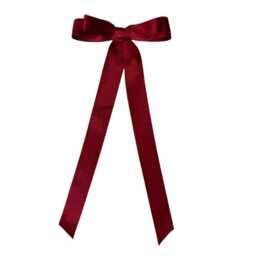 Limited Edition Burgundy Velvet Tie On Christmas Tree Bows 4.5 Inches Wide With Trailing Tails - thumbnail 2