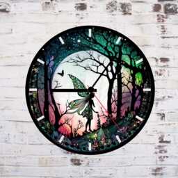 Woodland Fairy Glass Or Mdf Wall Clock Faux Stained Decor - thumbnail 2