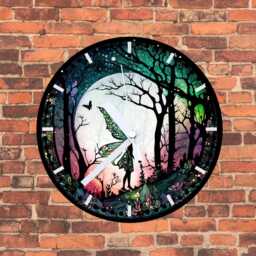 Woodland Fairy Glass Or Mdf Wall Clock Faux Stained Decor - thumbnail 3