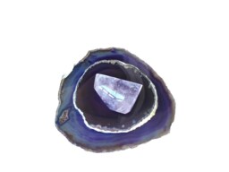 Purple Agate Tealight Holder - Silver Leafed Amethyst Crystal Lid